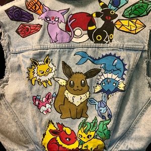 Pokémon Eveelution painted denim vest